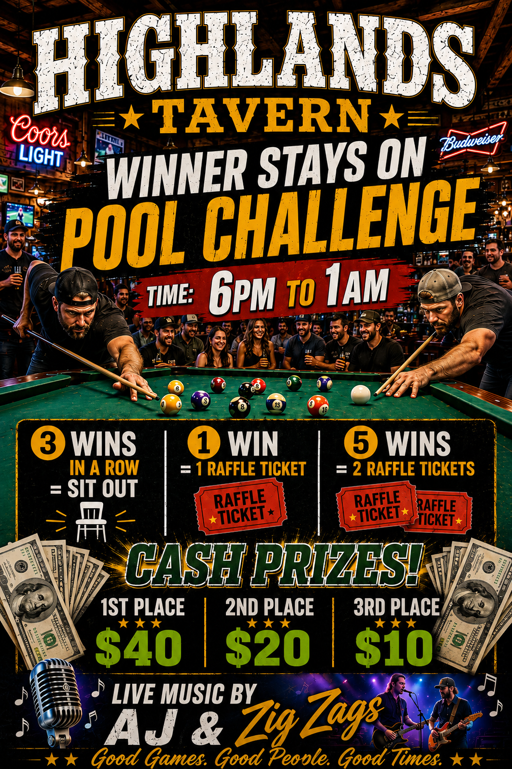 Highlands Tavern Pool Challenge Poster